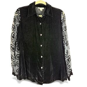 VTG 90’s Y2K The Limited Black Velvet Burnout Top Whimsigoth Silk Women’s Sz S